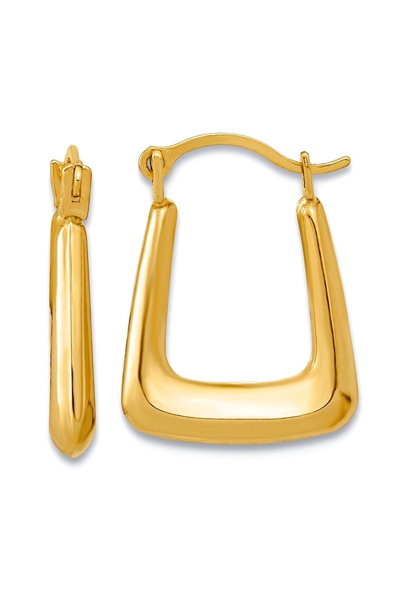 10k Solid Yellow Gold Polished Hollow Fancy Hoop Earringss 15.3x11.6mm Wide 2.5mm Thick Hoop Earring for Women