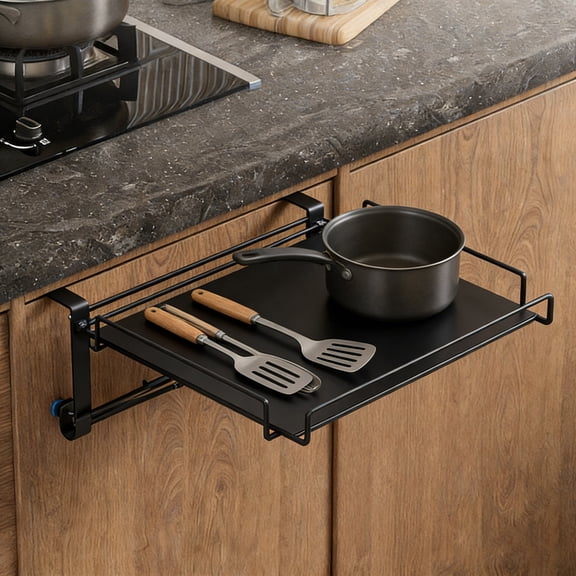 11.6x10.2-Inch Foldable Cabinet Door Organizer Shelf – Metal Countertop Extender for Kitchen Space Saving