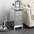 thumbnail image 1 of 11.7" 3-Drawer Mirrored End Table Bedside Table for Living Room, Mirrored Nightstand Side Table for Bedroom, Silver, 1 of 9