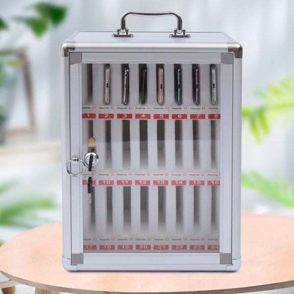 11*7.9*15" Silver Classroom Cell Phone Storage Cubby And Calculator Storage Caddy Box With Lock