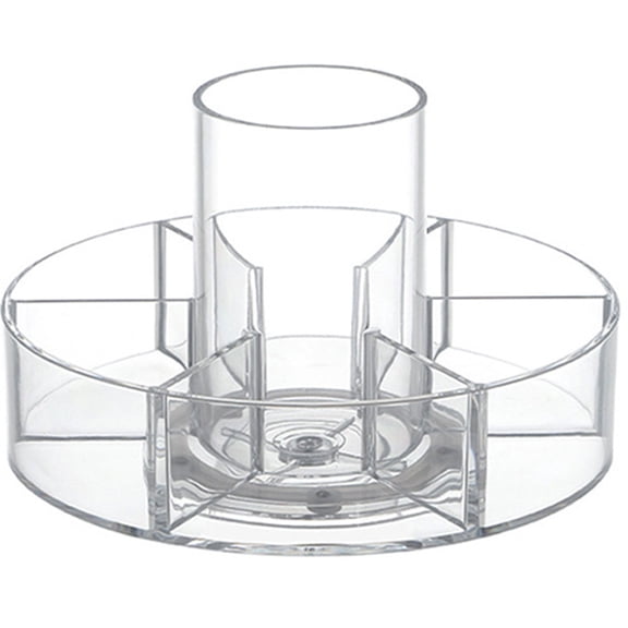 11.7" Clear Round Turntable Organizer - 6 Removable Compartments with 360° Rotation for Kitchen, Fridge, Pantry, Bathroom