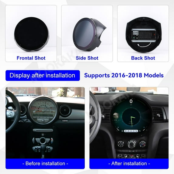 11.7" Smart Display Radio Audio Media Player for BMW Mini 2016 2017 2018 Models Universal Car Navigation GPS Upgrade Headunit Android Replacement HD Screen Carplay Receiver Accessories