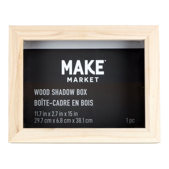 11” x 14” Unfinished Wooden Shadow Box by Make Market - Ready-To-Decorate Wood Box for Keepsakes - Mementos - and Memorabilia - 1 Pack