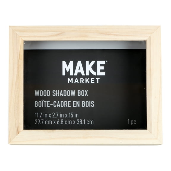 11 x 14 Unfinished Wooden Shadow Box by Make Market - Ready-To-Decorate Wood Box for Keepsakes - Mementos - and Memorabilia - 1 Pack