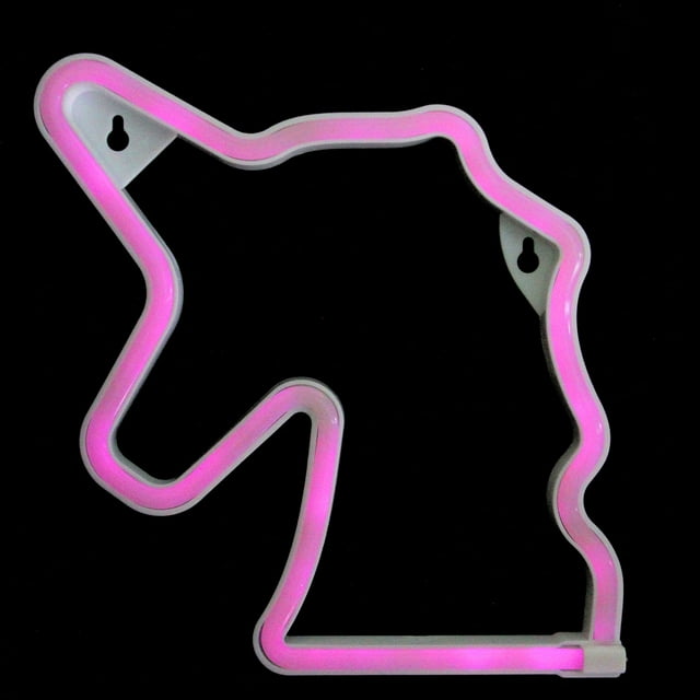 11.75" Battery Operated Neon Style LED Lighted Pink Unicorn Sign