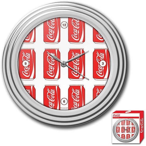 11.75" Coca-Cola Clock with Chrome Finish, Cans Style