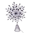thumbnail image 1 of 11.75. Inch 18-Light Cool White Micro LED Silver Glittered Snowflake Treetopper, 1 of 8