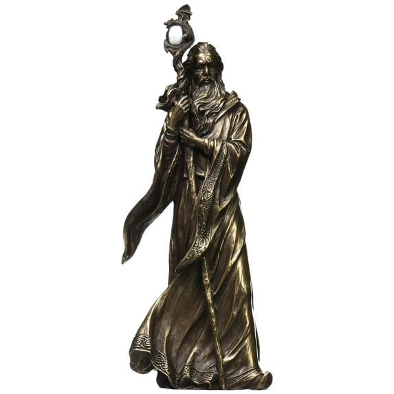 11.75 Inch Cold Cast Bronze Color Merlin Figurine Statue Home Decor