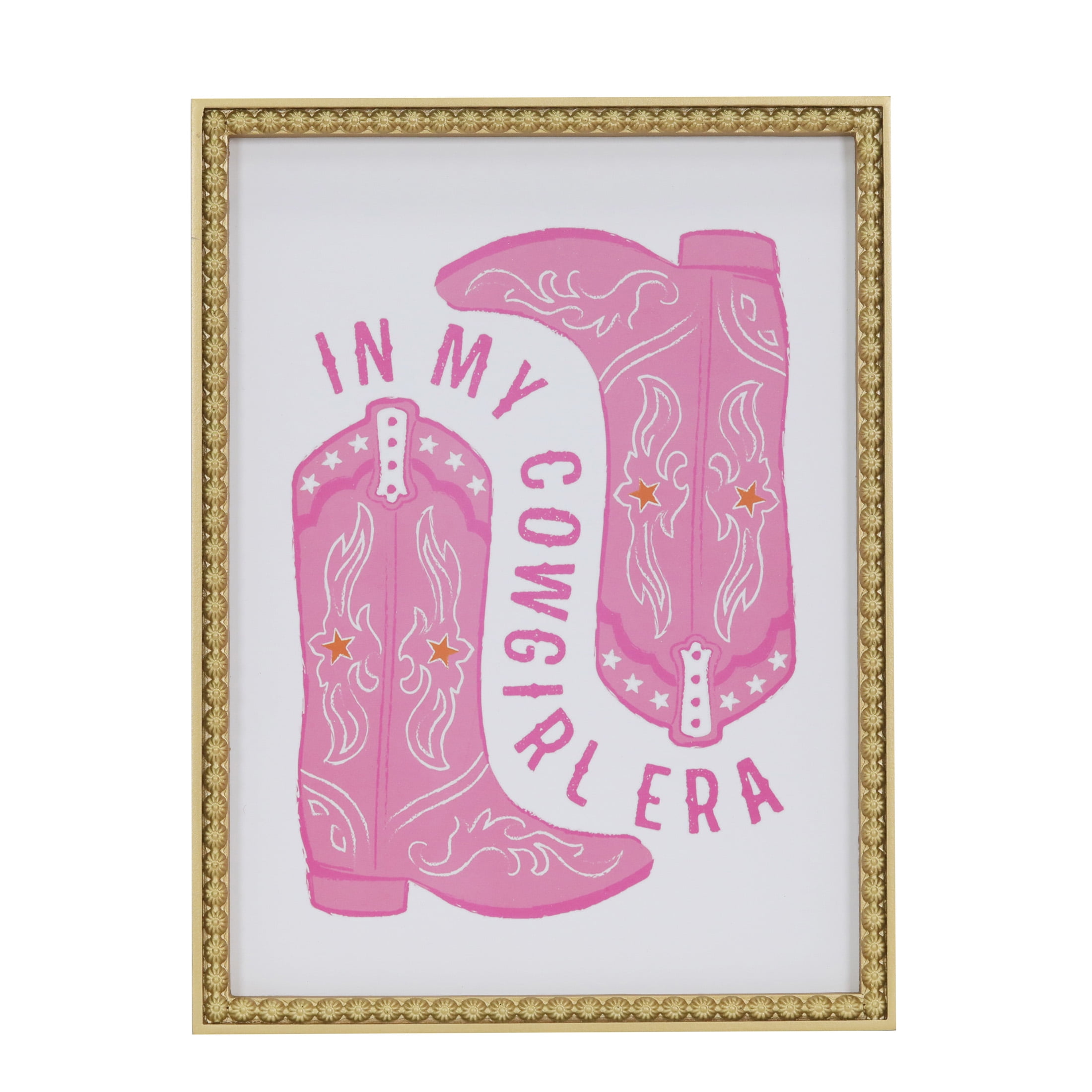 Pink and Gold Cowgirl Era Illustration Wall Décor 11.75" x 15.75"