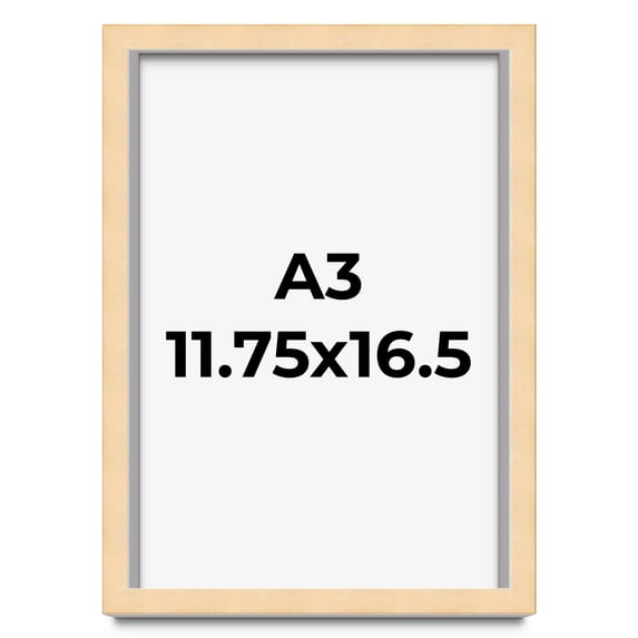 11.75x16.5 Frame Beige Real Wood Picture Frame Width 0.75 inches | Interior Frame Depth 0.5 inches
