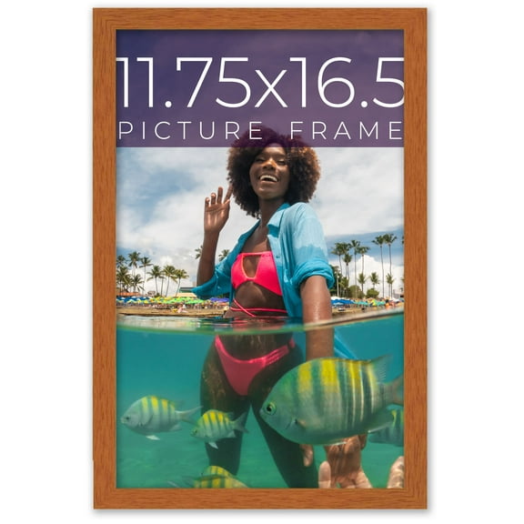 11.75x16.5 Honey Brown Real Wood Picture Frame Width 0.75 inches | Interior Frame Depth 0.5 inches
