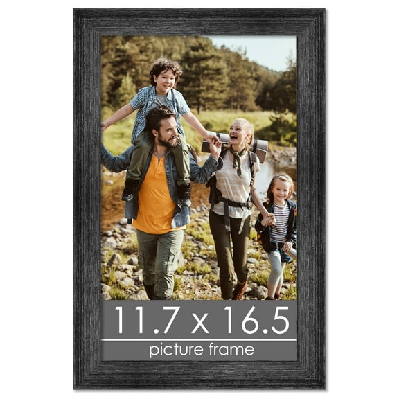 11.7x16.5 Black Rustic Wide Barnwood Picture Frame - UV Acrylic, Foam Board Backing, Hanging