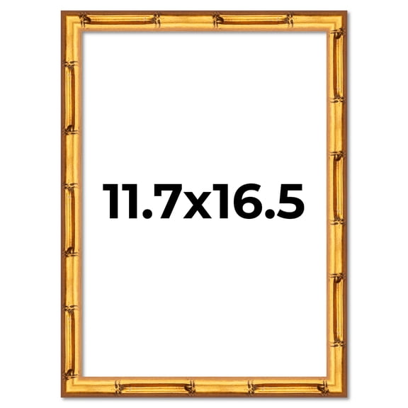 11.7x16.5 Frame Gold Bamboo Picture A3 Frame - Modern Photo Frame Includes UV Acrylic Shatter Guard