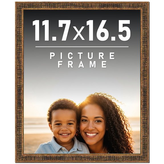 11.7x16.5 Frame Gold Picture A3 Frame - Complete Modern Photo Frame Includes UV Acrylic Shatter