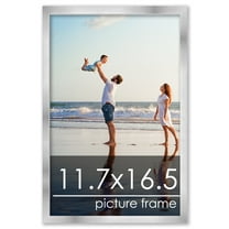 11.7x16.5 Silver Wood Picture Frame - UV Acrylic, Foam Board Backing, Hanging Hardware