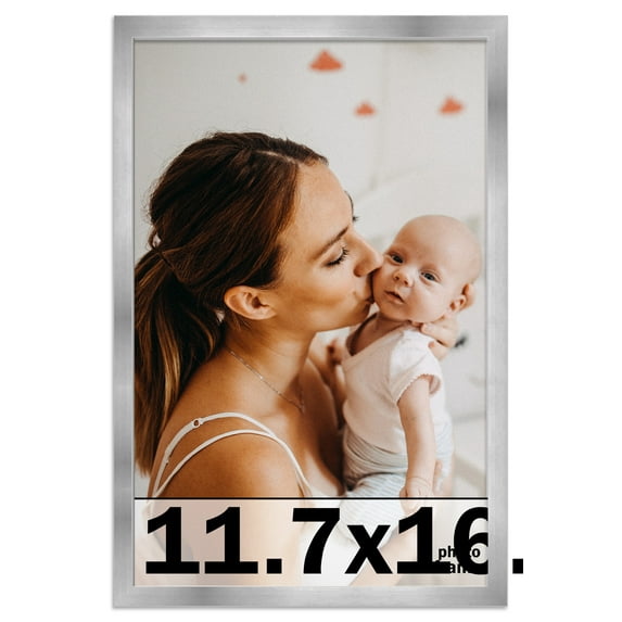 11.7x16.5 Silver Stainless Steel Wood Picture Frame - With Acrylic Front and Foam Board Backing
