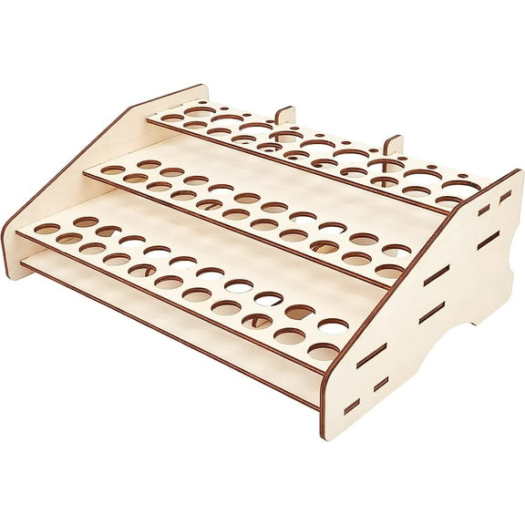 11.7x16x5.5inch Wooden Paint Rack Stand Pigment Ink Bottle Brush Paints Tool Storage Paint Bottles Holder Organizer for 74 Bottles of Paints Colorful