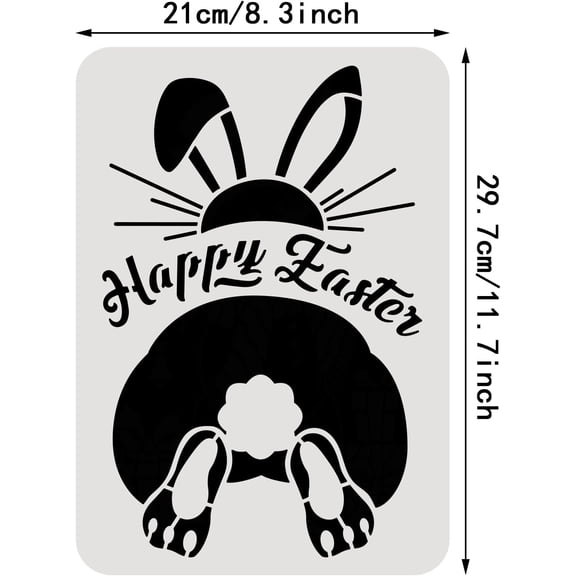 11.7x8.3inch Happy Easter Stencils Rabbit Bunny Butt Patinting Template Reusable Craft Template for DIY Scrapbooking Decoration