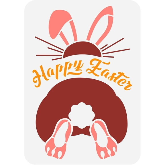 11.7x8.3inch Happy Easter Stencils Rabbit Bunny Butt Patinting Template Reusable Craft Template