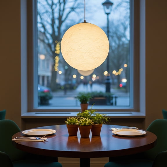 11.8" 1 Light White Acrylic Globe Shade Pendant Light for Entrance Dining Room Restaurant