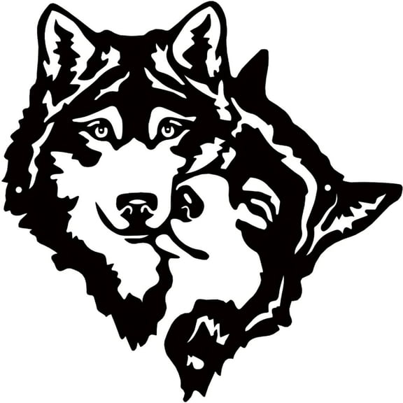 11.811.8 Inches Wolf Mate Black Metal Wall Art, Indoor And Outdoor Wall Sculptures, Modern Home Decor, For Living Room,Bedroom, Bar, Bathroom