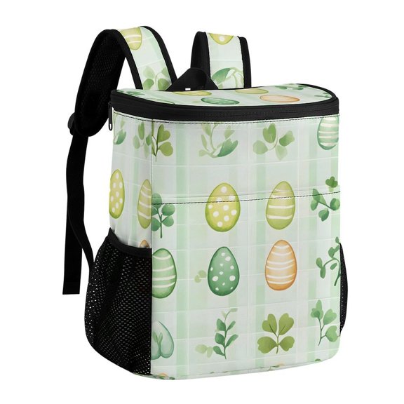 11.812.6in Ice Pack Backpack with Large Capacity Adjustable Shoulder Straps And Pockets on Both Sides Easter Day Easter Eggs Leaves Watercolor Eggs 32x30x18cm