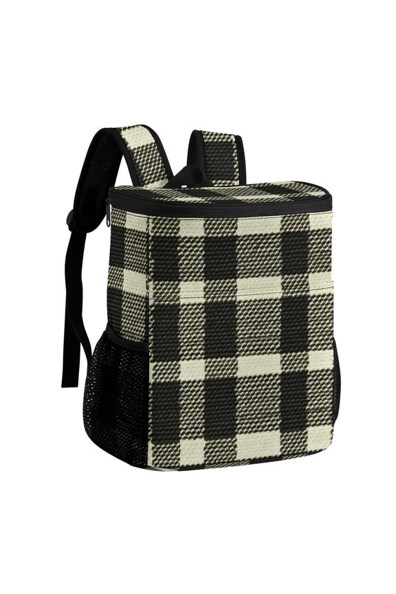 11.812.6in Ice Pack Backpack with Large Capacity Adjustable Shoulder Straps And Pockets on Both Sides Olive Houndstooth Buffalo Plaid Tartan Check Scotland_3 32x30x18cm