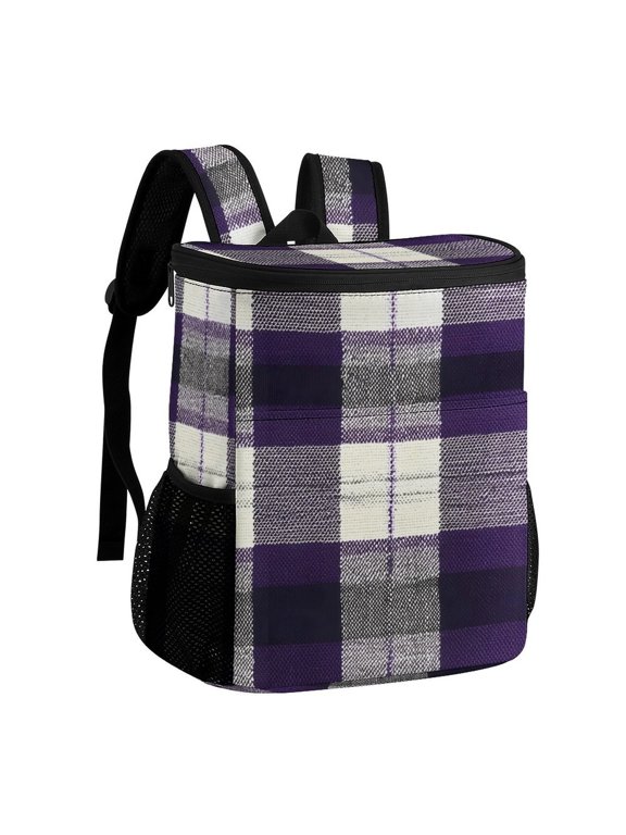11.812.6in Ice Pack Backpack with Large Capacity Adjustable Shoulder Straps And Pockets on Both Sides Purple Buffalo Plaid Check Tartan Scotland_2 32x30x18cm
