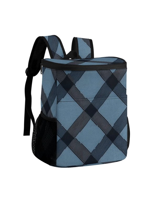 11.812.6in Ice Pack Backpack with Large Capacity Adjustable Shoulder Straps And Pockets on Both Sides SlateBlue Buffalo Plaid Check Tartan Scotland_4 32x30x18cm