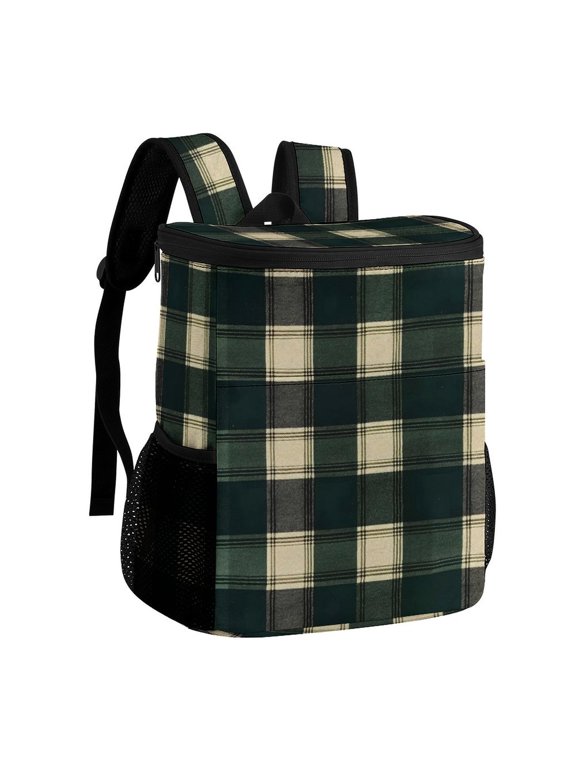 11.812.6in Ice Pack Backpack with Large Capacity Adjustable Shoulder Straps And Pockets on Both Sides SpringGreen Buffalo Plaid Check Tartan Scotland_99154_2 32x30x18cm