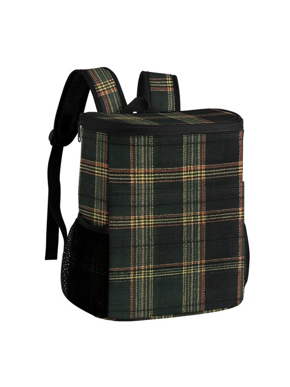 11.812.6in Ice Pack Backpack with Large Capacity Adjustable Shoulder Straps And Pockets on Both Sides SpringGreen Buffalo Plaid Check Tartan Scotland_99154_3 32x30x18cm