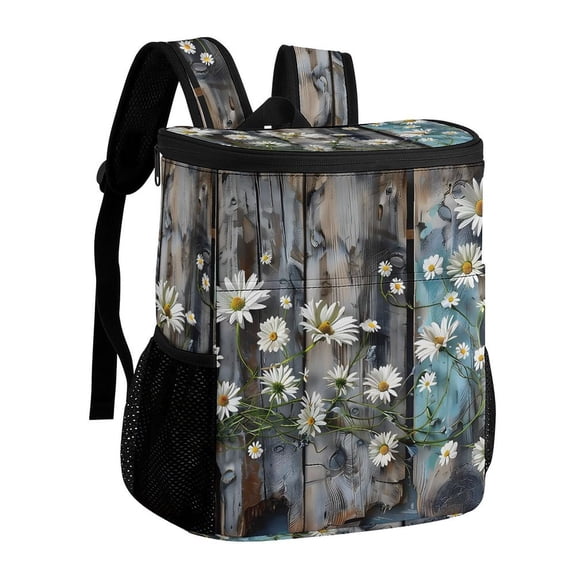 11.812.6in Ice Pack Backpack with Large Capacity Adjustable Shoulder Straps And Pockets on Both Sides Turquoise Wood Farmhouse Sunflowers (2) 32x30x18cm