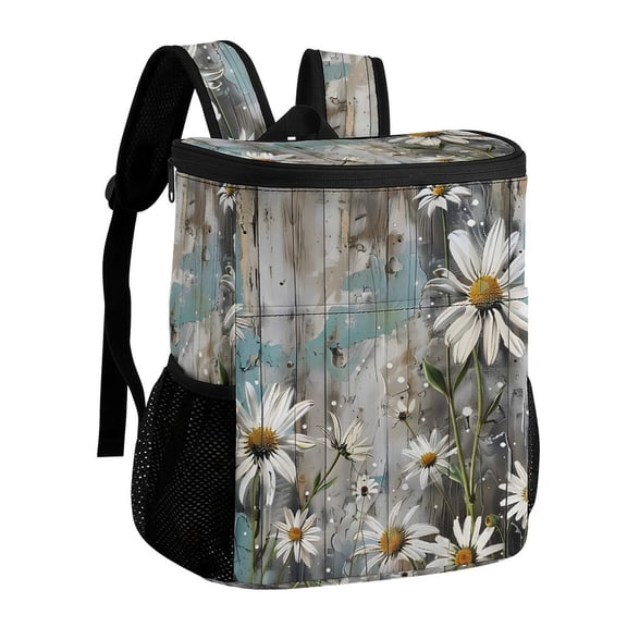 11.812.6in Ice Pack Backpack with Large Capacity Adjustable Shoulder Straps And Pockets on Both Sides Turquoise Wood Farmhouse Sunflowers (4) 32x30x18cm