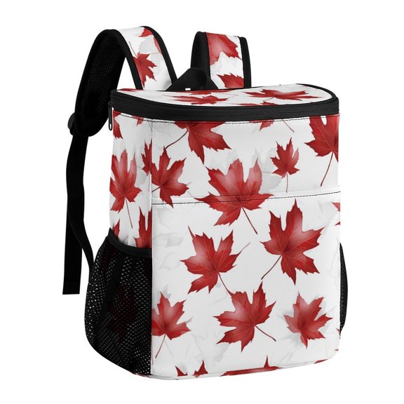11.812.6in Ice Pack Backpack with Large Capacity Adjustable Shoulder Straps And Pockets on Both Sides Maple Leaves 32x30x18cm