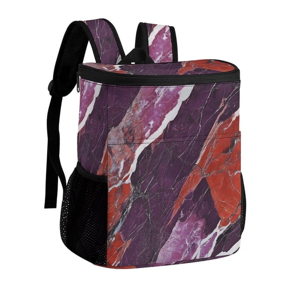 11.812.6in Ice Pack Backpack with Large Capacity Adjustable Shoulder Straps And Pockets on Both Sides MediumVioletRed Marble_1 32x30x18cm