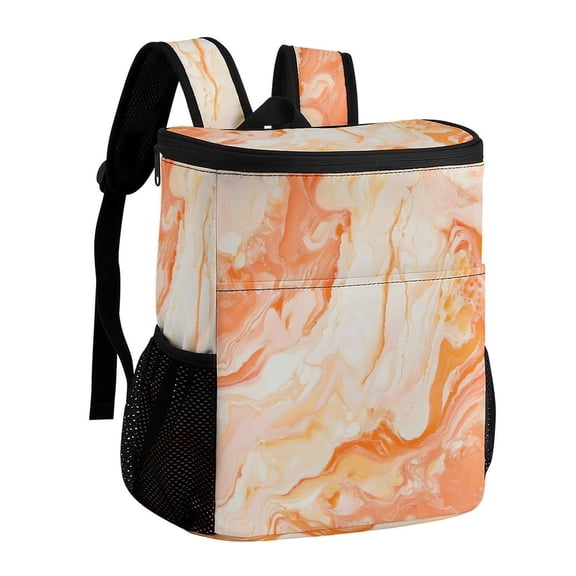 11.812.6in Ice Pack Backpack with Large Capacity Adjustable Shoulder Straps And Pockets on Both Sides PeachPuff Marble_1 32x30x18cm