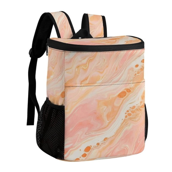 11.812.6in Ice Pack Backpack with Large Capacity Adjustable Shoulder Straps And Pockets on Both Sides PeachPuff Marble_2 32x30x18cm