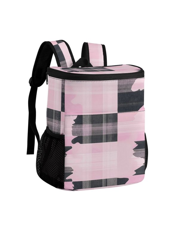 11.812.6in Ice Pack Backpack with Large Capacity Adjustable Shoulder Straps And Pockets on Both Sides Plaid Fall Camo Pink_3 32x30x18cm