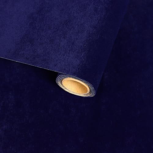 11.8"x118" Navy Blue Velvet Fabric Felt for Dresser Jewelry Boxes Soft Self Adhesive Velvet Drawer Liner Roll Prepested Royal Blue Velvet Wallpaper Fabric Contact Paper for Shelf DIY Crafts