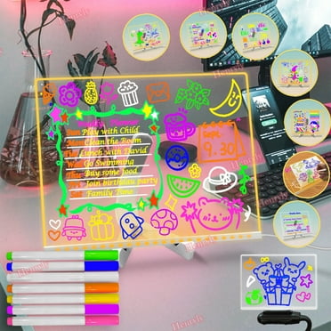 PTOSO Led Note Board With Colors - 13.7"X10" 4 Modes & 7 Colors Acrylic Dry Erase