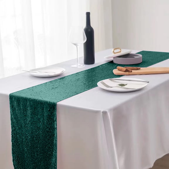 11.8 × 70.87inch Glitter Sequin Table Runner, Sparkling Dining Table Runners, Rectangle Tablecloth for Birthday Wedding Engagement Holiday Celebration Bridal Shower Party Supplies