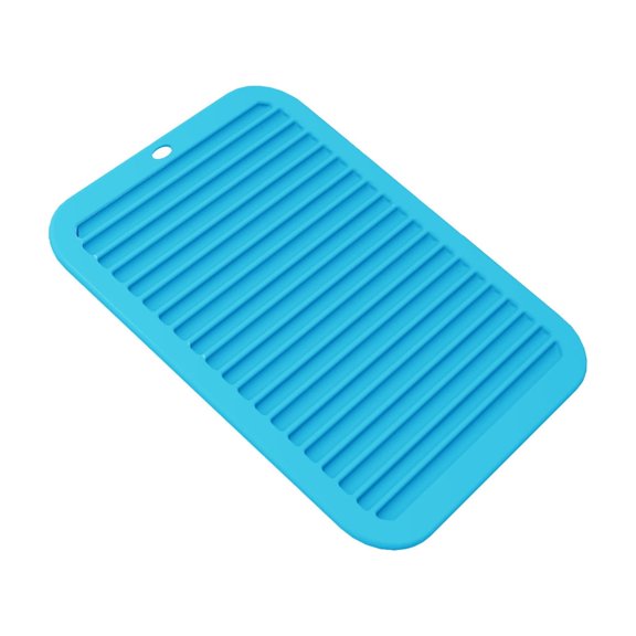 11.8*9.1 Inch Square Silicone Placemat, High-Temperature Resistant and Heat-Proof Coaster, Induction Cooktop Non-slip Mat, Home Dining Table Decoration (Blue)