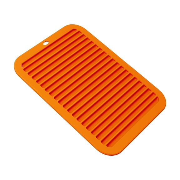 11.8*9.1 Inch Square Silicone Placemat, High-Temperature Resistant and Heat-Proof Coaster, Induction Cooktop Non-slip Mat, Home Dining Table Decoration (Orange)