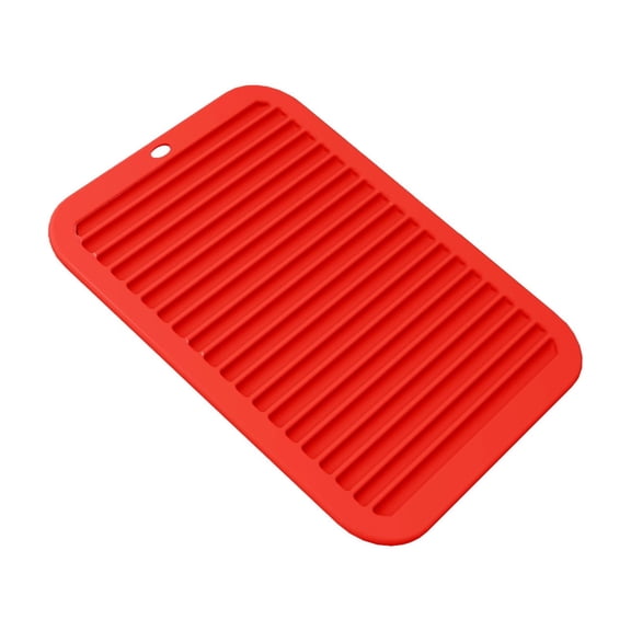 11.8*9.1 Inch Square Silicone Placemat, High-Temperature Resistant and Heat-Proof Coaster, Induction Cooktop Non-slip Mat, Home Dining Table Decoration (Red)