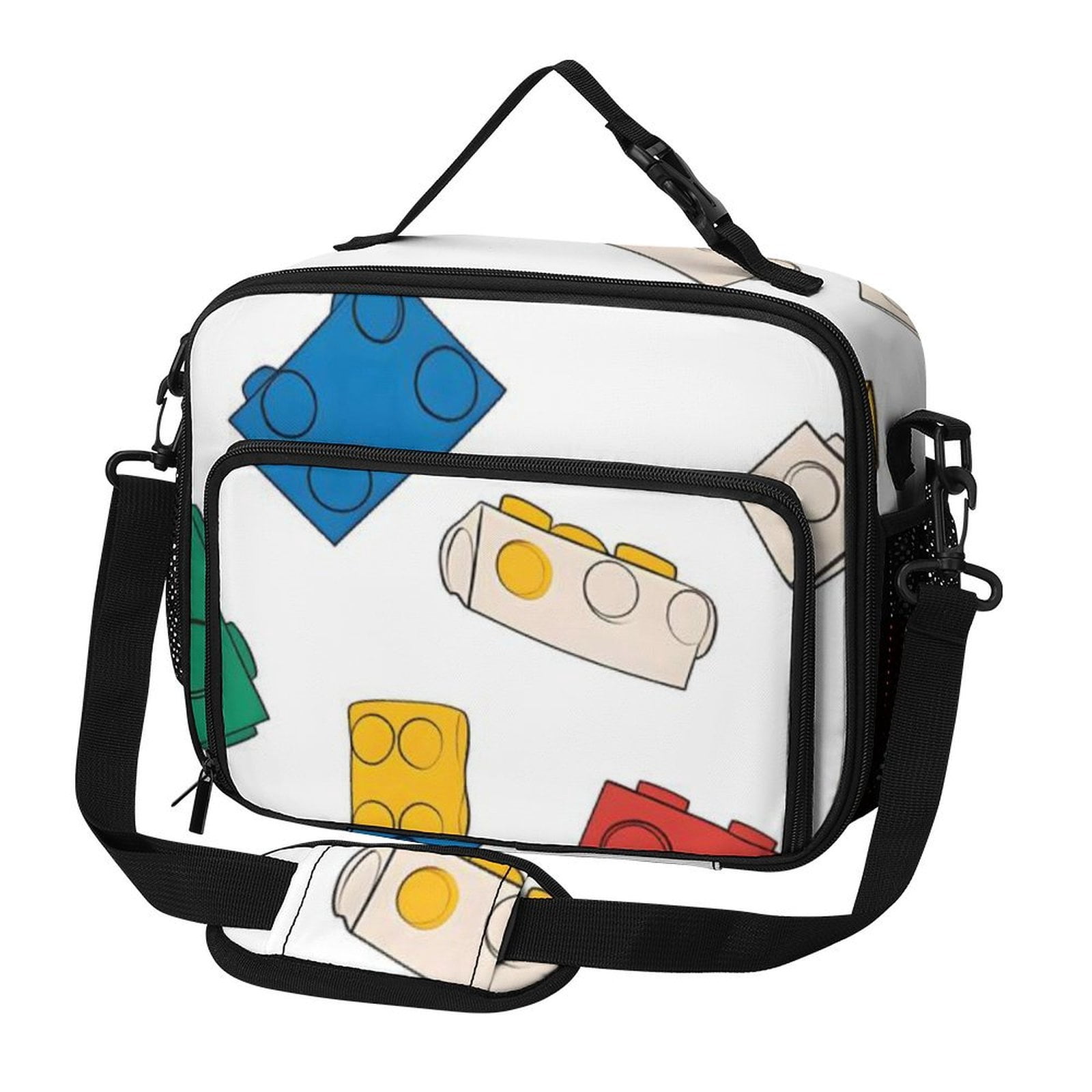 11.8×9.6in Large Capacity Rectangular Lunch Bag Durable Storage Convenient Thermal Insulation And Cold Pocket Design Multicolored Building Block (15)