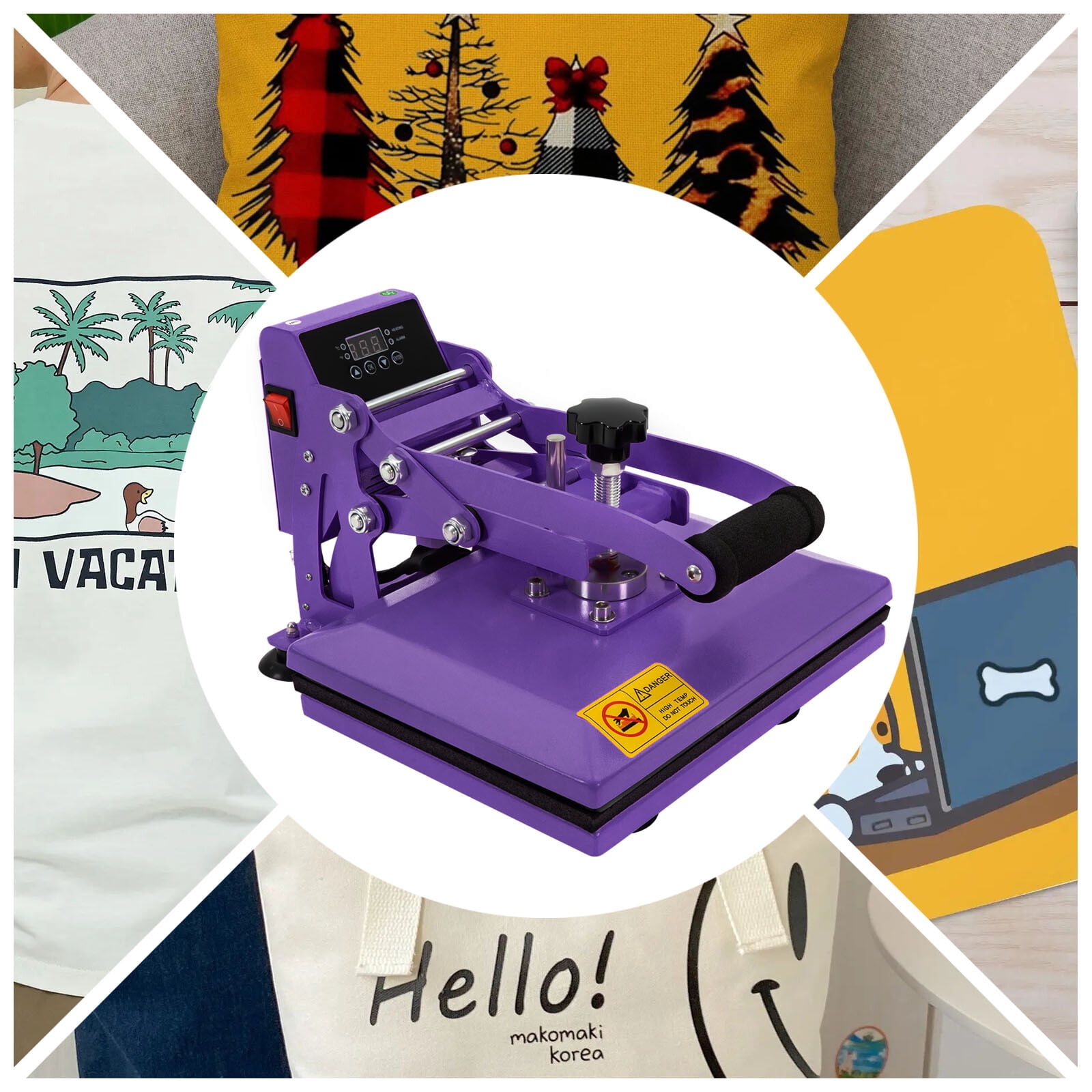 11.8*9 inches Heat Press Machine for DIY T Shirts / T Shirt Press Machine Purple