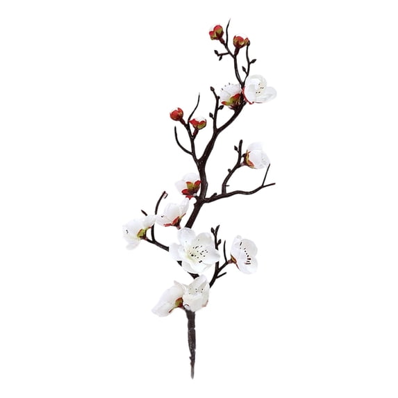 11.8" Cherry Blossom Branches Faux Cherry Flowers Peach Blossom Fake Silk Red Pink Flower Spring Flower Stem for Home Wedding Table Centerpiece Vase Decor, 1Pc, Multicolor(White,11.8x3")