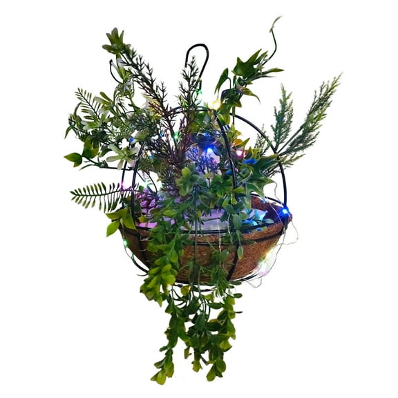11.8" Christmas Hanging Basket LED String Lights Hanging Christmas Hanging Basket Hanging Flower Pot Nut Berry Front Door Garden Terrace Hanging Basket