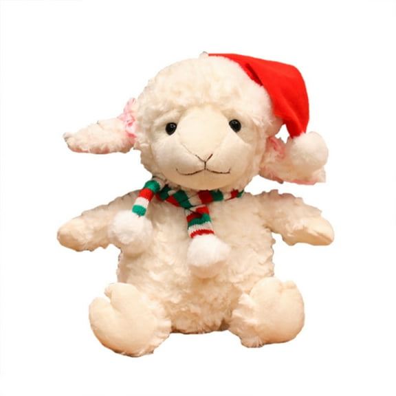 11.8" Christmas Plush Lamb Toy, White Sheep Stuffed Animal, Soft Cuddly Plush Sheep Doll, Holiday Decorative Plush, Cozy Christmas Gift for Home & Collectors