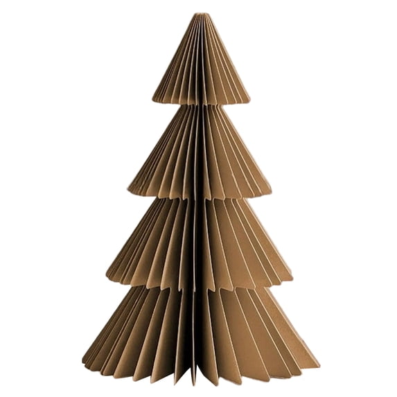 11.8" Christmas Tree Ornaments Mini Origami Tree with Pleated Texture, Handmade Folded Paper Decor for Tabletop Display, 4 Tier Festive Holiday Scene Layout Gift Decoration for Home Party Use